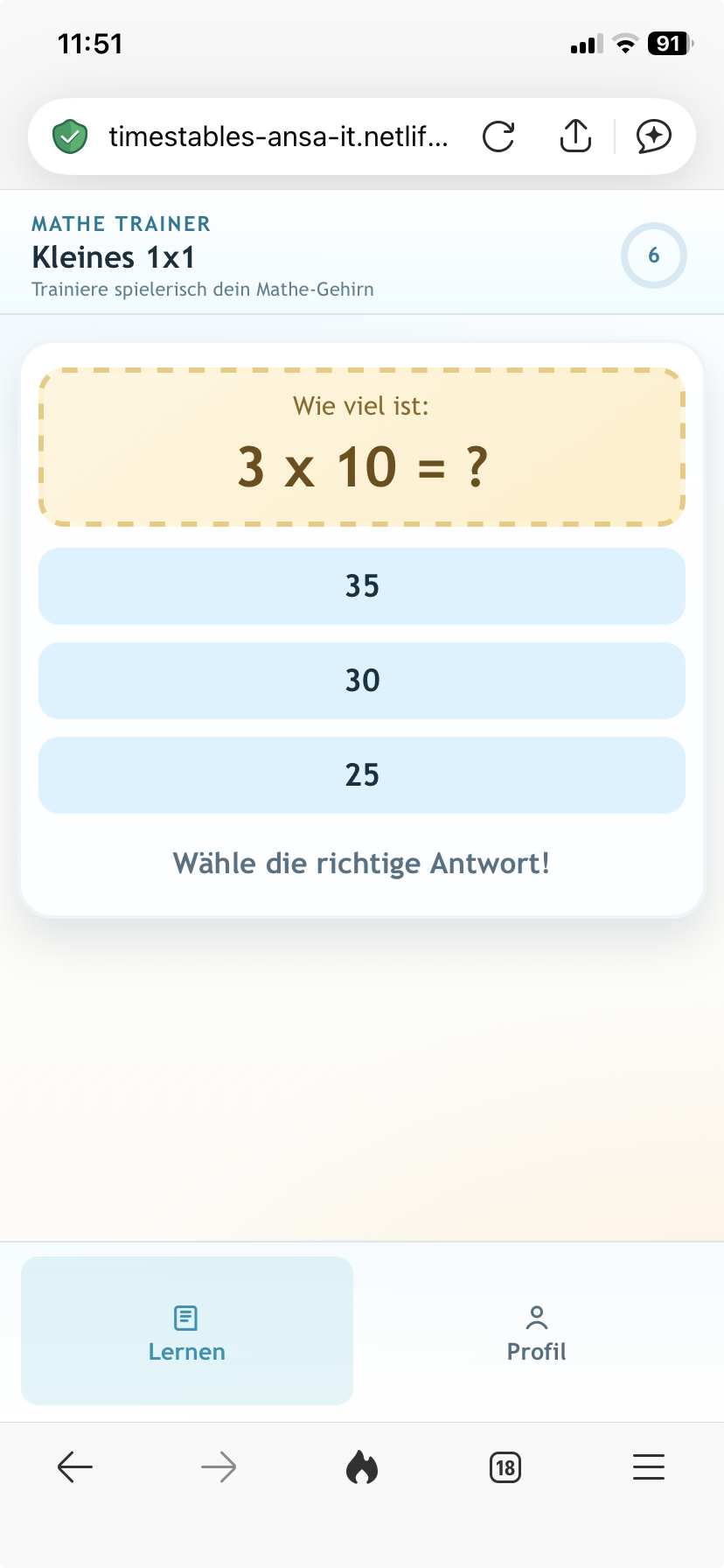 Die Anwendung im Browserfenster.